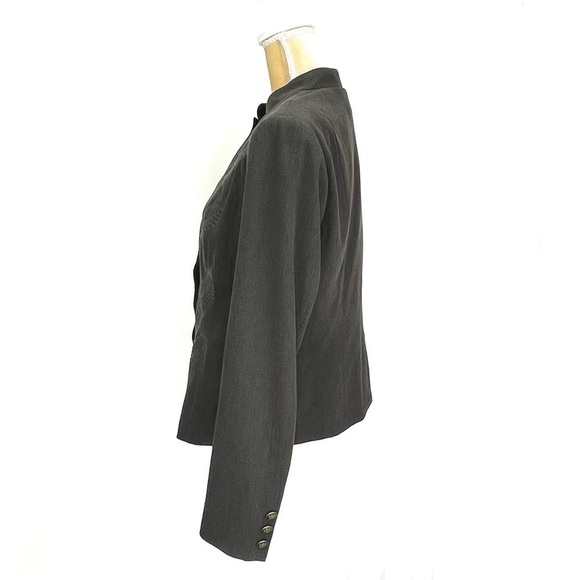 CAbi Military Style Jacket Women’s Size 10 Gray Button Front Embroidered New NWT - Picture 4 of 8